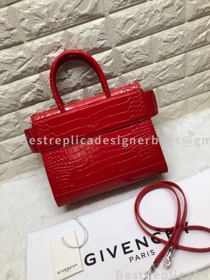 Givenchy Medium Horizon Bag Red In Crocodile Effect Leather SHW 29986-1